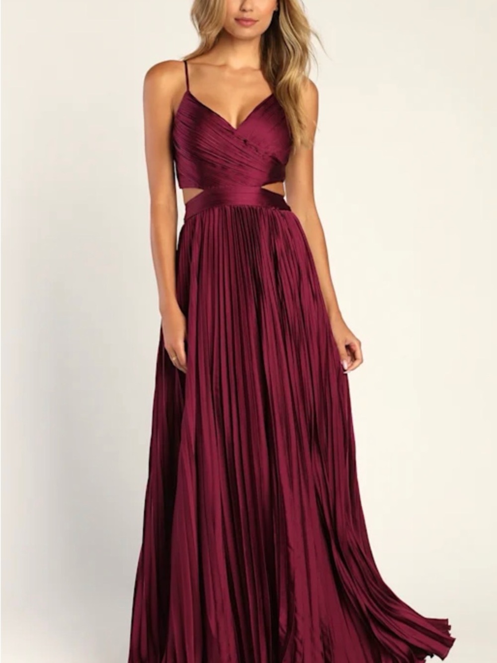 NWT Lulu's Wine Pleated Cutout Maxi Dress ($108 on website now)